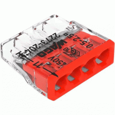 Wago 4-Leiter-Klemme COMPACT 0,5 - 2,5 mm² transparent/rot 2273-204