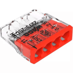 Wago 4-Leiter-Klemme COMPACT 0,5 - 2,5 mm² transparent/rot 2273-204 Wago 4-Leiter-Klemme COMPACT 0,5 - 2,5 mm² transparent/rot 2273-204