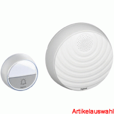 Legrand Funk Gong Set Komfort mit Gong mit Klingeltaster 15 Melodien Ultraweiß