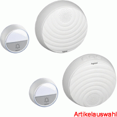 Legrand Funk Gong Set Komfort mit Gong mit Klingeltaster 15 Melodien Ultraweiß