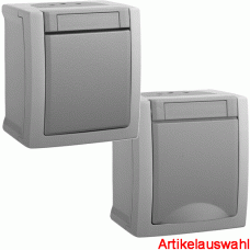 Viko FR-Aufputz Schalter & Steckdose Pacific IP54 grau