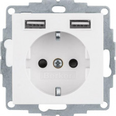 Berker Steckdose SCHUKO/USB, S.1/B.3/B.7, polarweiß glänzend 48038989 S.1/B.X