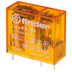 Finder Printrelais mit Steckanschluß 1 Wechsler 10A Spule 24V AC Serie 40 40.31.8.024.0000 Finder Printrelais mit Steckanschluß 1 Wechsler 10A Spule 24V AC Serie 40 40.31.8.024.0000