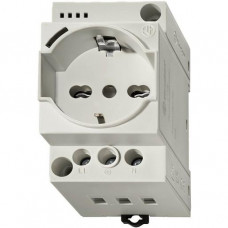 Finder Steckdose für Reiheneinbau grau 250V AC / 16A mit Schutzkontakt und LED Anzeige 7U.00.8.230.0010 