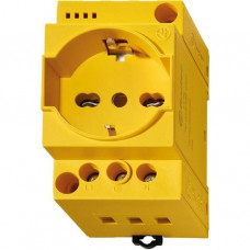 Finder Steckdose für Reiheneinbau gelb 250V AC / 16A mit Schutzkontakt und LED Anzeige 7U.00.8.230.0012
