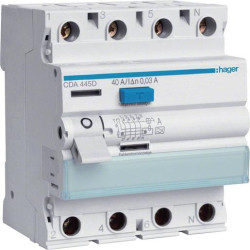 Hager FI-Schutzschalter 4-polig 40A 30mA Typ A/VS CDA445D