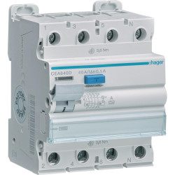 Hager FI-Schutzschalter 4-polig 40A 100mA Typ A CEA640D