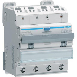 Hager Fehlerstrom-Leistungsschalter 4-polig 6kA B-13A 30mA A QC/QB ADM413QC