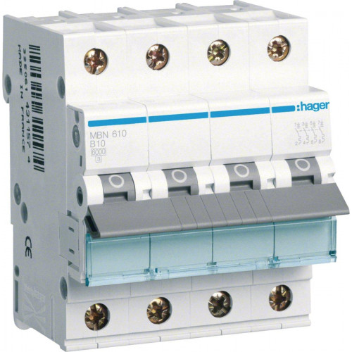 Hager LS-Schalter 3-polig+N 6kA B-Charakteristik 10A MBN610