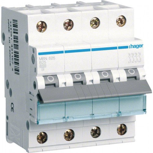 Hager LS-Schalter 3-polig+N 6kA B-Charakteristik 25A MBN625