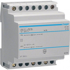 Hager Sicherheitstrafo 230V / 12V und 24V 25VA 4PLE ST 312 230V/12/24V