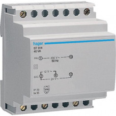 Hager Sicherheitstrafo 230V / 12V + 24V 40VA 4PLE ST 314 230V/12/24V
