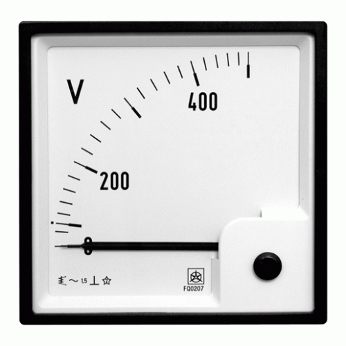 Iskra Voltmeter mit Skala 0 - 500 V AC 72x72mm FQ0307 0-500V AC