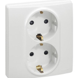 Legrand Niloe 2-fach Schuko-Steckdose f.1-f Dose Steckklemmen m. Spreizkrallen 664543