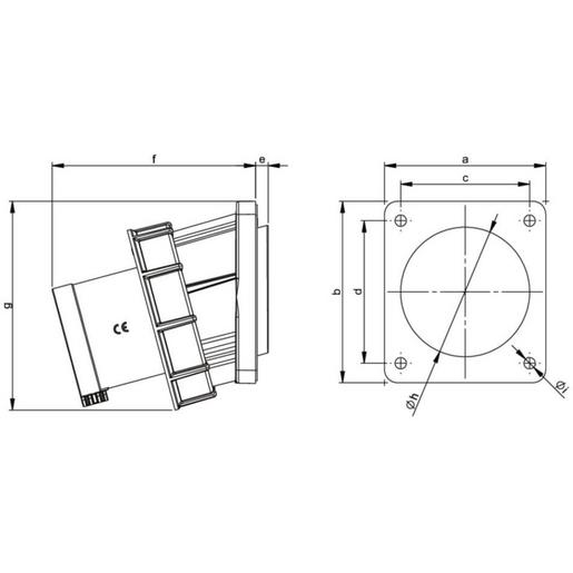 PCE CEE-Anbaugerätestecker schräg 5-polig 63A 400V 64 IP67 735-6 Power Twist