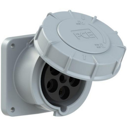 PCE CEE-Anbausteckdose 5-polig 63A 400V 1h IP67 gerade (100x100) NOTSTROM
