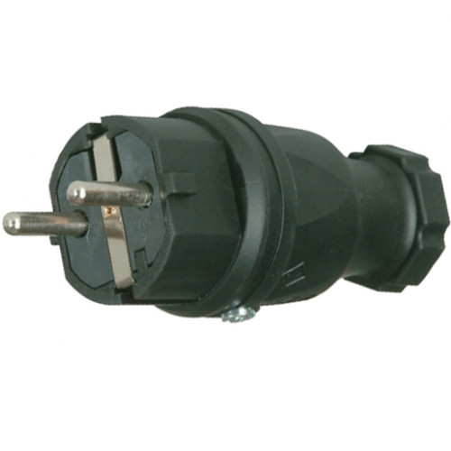 PCE Schutzkontaktstecker Gummi 16A 250V IP44 0512-S schwarz