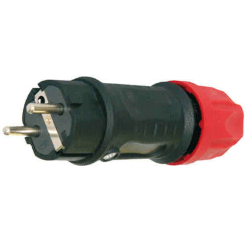PCE Schutzkontaktstecker Gummi 16A 250V IP44 05622-S schwarz