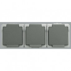 Presto-Vedder Feuchtraum Schukosteckdose 3-fach grau Aufputz 9323W