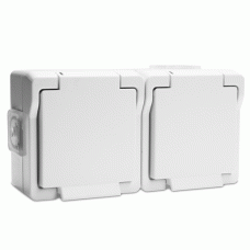 Presto-Vedder Feuchtraum-Schukosteckdose waagerecht 2-fach Aufputz