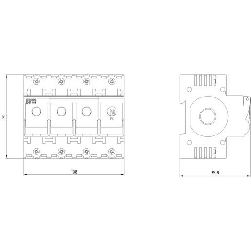 Siemens MINIZED-Lasttrennschalter für NEOZED-Sicherungseinsätze D02 3-polig+N 5SG7163
