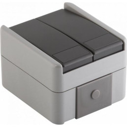 TEM Aus/Wechselschalter Doppelt IP44 10 AX 250V grau TEM Aus/Wechselschalter Doppelt IP44 10 AX 250V grau