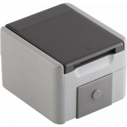TEM Steckdose Schuko mit Klappdeckel IP44 2P+E 16A 250V BV grau TEM Steckdose Schuko mit Klappdeckel IP44 2P+E 16A 250V BV grau