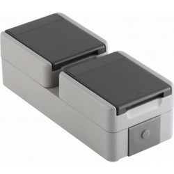 TEM Steckdose Schuko Doppelt vertik. IP44 2x2P+E 16A 250V BV grau TEM Steckdose Schuko Doppelt vertik. IP44 2x2P+E 16A 250V BV grau