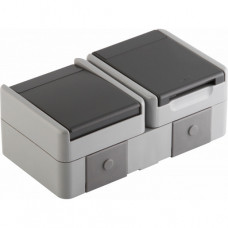 TEM Steckdose Schuko+Schalter Wechschalter horizontal IP44 16A+10A 250 V BV grau