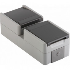 TEM Steckdose Schuko+Schalter Wechschalter Vertikal IP44 16A+10A 250V BV grau