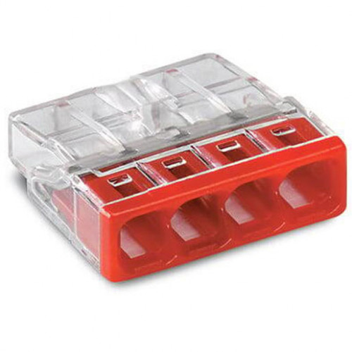 Wago 4-Leiter-Klemme COMPACT 0,5 - 2,5 mm² transparent/rot 2273-204