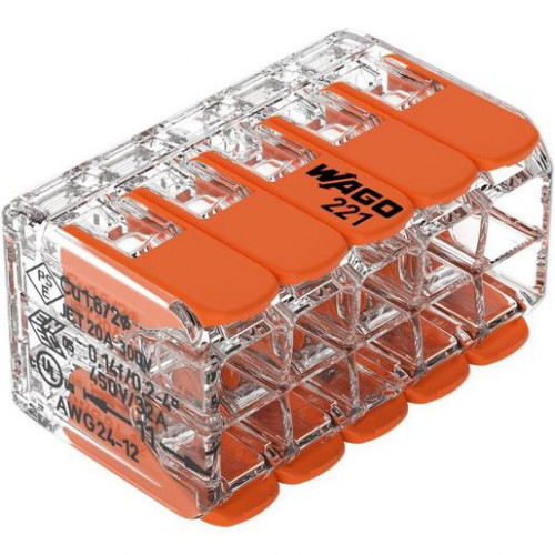 Wago 10-Leiter-Klemme COMPACT 0,14 - 4 mm² transparent/orange 221-420