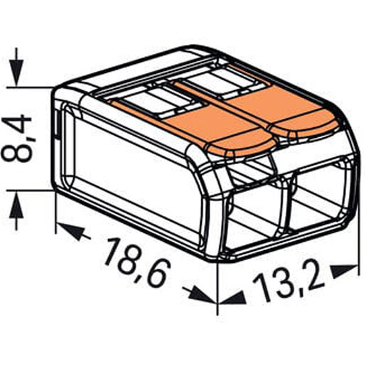 Wago 2-Leiter-Klemme COMPACT 0,14 - 4 mm² transparent/orange 221-412