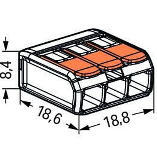 Wago 3-Leiter-Klemme COMPACT 0,14 - 4 mm² transparent/orange 221-413