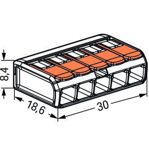Wago 5-Leiter-Klemme COMPACT 0,14 - 4 mm² transparent/orange 221-415