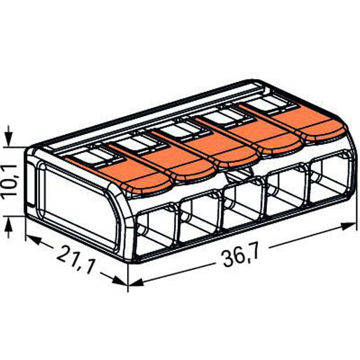 Wago COMPACT 5-Leiterklemme 5fach x 0,5-6mm² 221-615