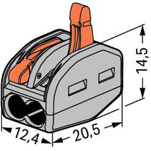 Wago 2-Leiter-Klemme Verbindungsklemme 0,08 - 4 mm² mit Betätigungshebeln 222-412