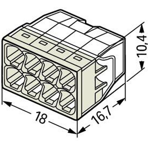 Wago 8-Leiter-Klemme COMPACT 0,5 - 2,5 mm² transparent/weiß 2273-208