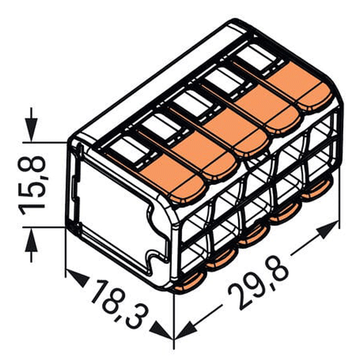 Wago 10-Leiter-Klemme COMPACT 0,14 - 4 mm² transparent/orange 221-420