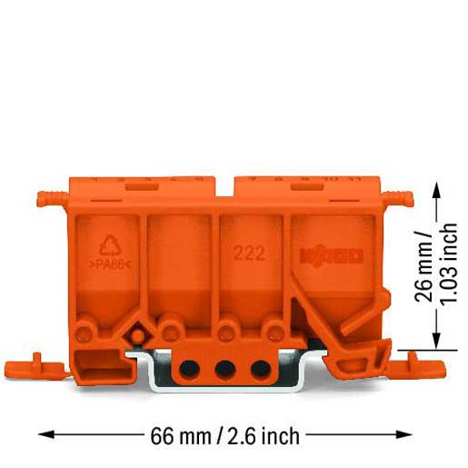 Wago Befestigungsadapter Serie 222 zur Montage auf TS 35/Schraubmontage orange