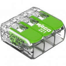 Wago Verbindungsklemme mit Hebeln Green Range 3-Leiter max. 4 mm² transparent 221-423