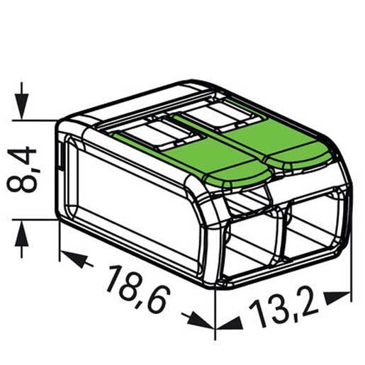Wago Verbindungsklemme mit Hebeln Green Range 2-Leiter max. 4 mm² transparent 221-422