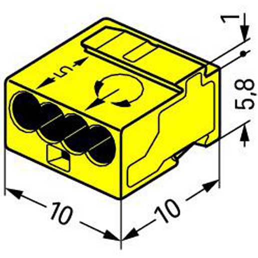Wago MICRO-Verbindungsdosenklemme 4-Leiter-Klemme 0,6-0,8 mm² gelb