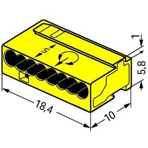 Wago MICRO-Verbindungsdosenklemme 8-Leiter-Klemme 0,6-0,8 mm² gelb