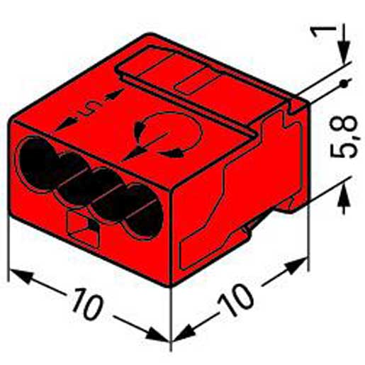 Wago MICRO-Verbindungsdosenklemme 4-Leiter-Klemme 0,6-0,8 mm² rot