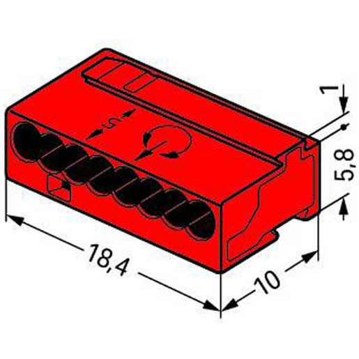 Wago MICRO-Verbindungsdosenklemme 8-Leiter-Klemme 0,6-0,8 mm² rot